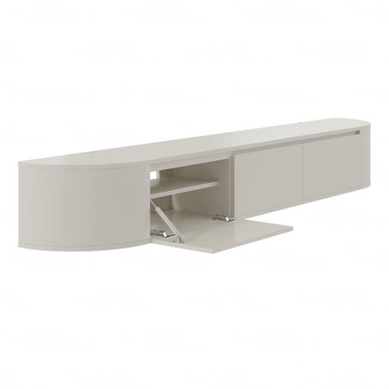 Aura curved TV-Meubel zwevend beige 240 cm