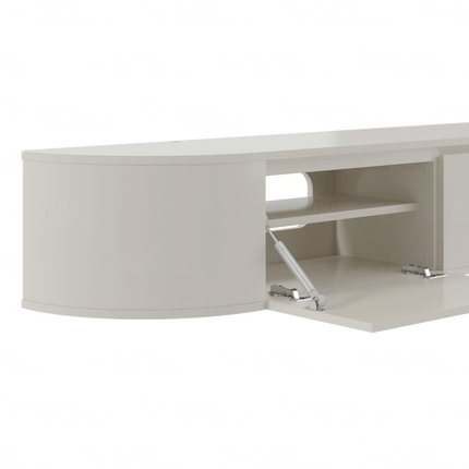 Aura curved TV-Meubel zwevend beige 240 cm