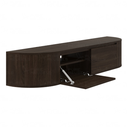 Aura curved TV-Meubel zwevend walnut 180 cm