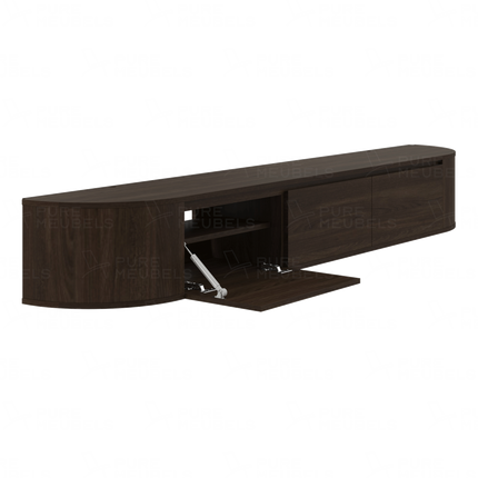 Aura curved TV-Meubel zwevend walnut 240 cm