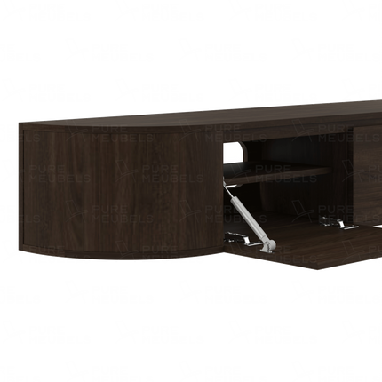 Aura curved TV-Meubel zwevend walnut 240 cm