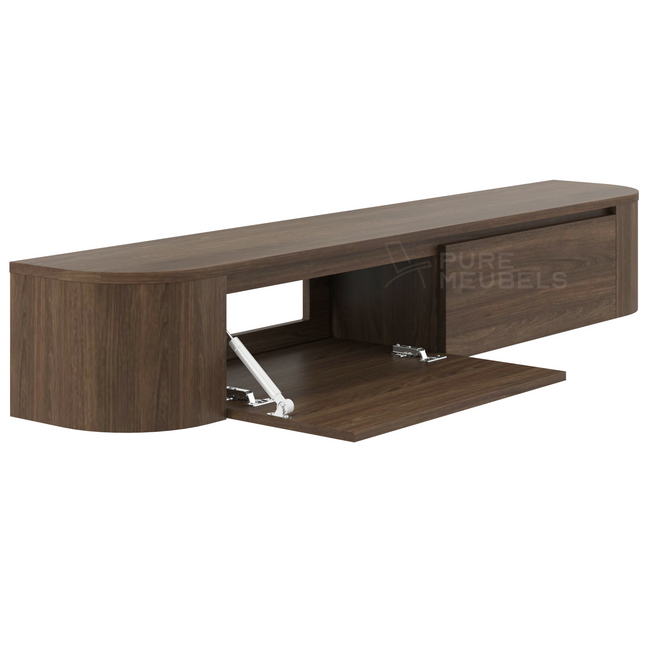 Dulce curved TV-Meubel zwevend walnut 180 cm