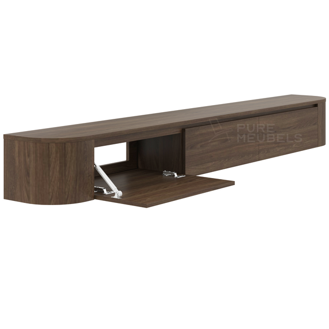 Dulce curved TV-Meubel zwevend walnut 240 cm