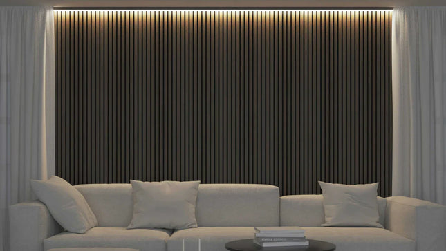 Akupanel - LED afwerkeindlat voor plafond en zijkant - Eiken Dark Walnoot 270 cm