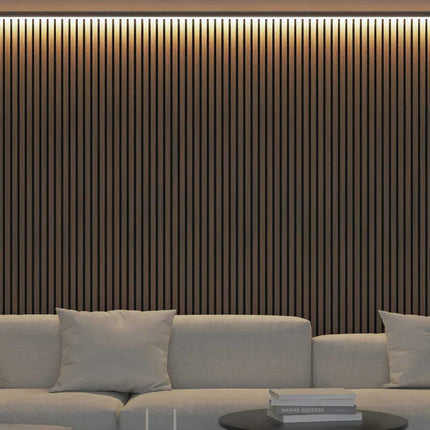 Akupanel - LED afwerkeindlat voor plafond en zijkant - Eiken Walnoot 270 cm