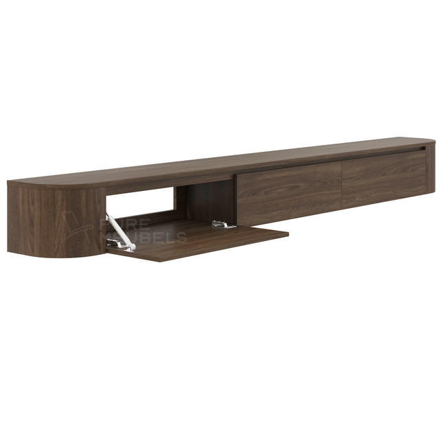 Dulce curved TV-Meubel zwevend walnut 272 cm