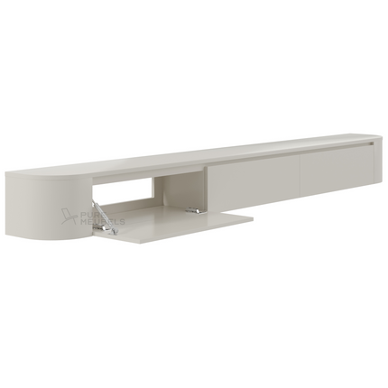 Dulce curved TV-Meubel zwevend beige 280 cm