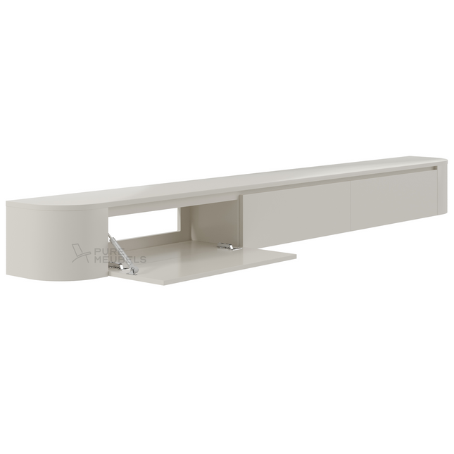 Dulce curved TV-Meubel zwevend beige 280 cm