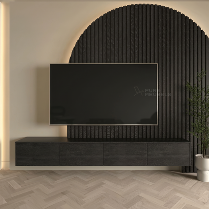 Madera TV-Meubel zwevend zwart 280 cm