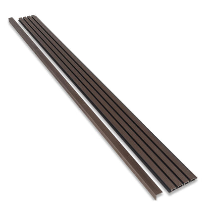 Composiet Gevelbekleding Dark Walnoot Lattenwand Wandpanelen 290 x 22 cm | Set van 4 stuks