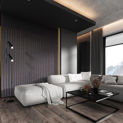 3D Kunststof Wandpanelen Antraciet Lumière Collection 270 x 12 cm