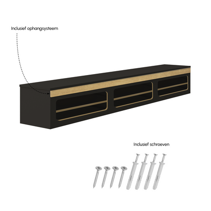Madera TV-Meubel zwevend zwart 180 cm