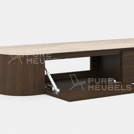 Dulce Japandi Tv-meubel 240 x 32 x 28 cm - Walnoot Travertine