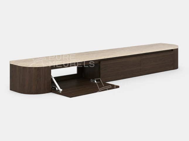 Dulce Japandi Tv-meubel 240 x 32 x 28 cm - Walnoot Travertine