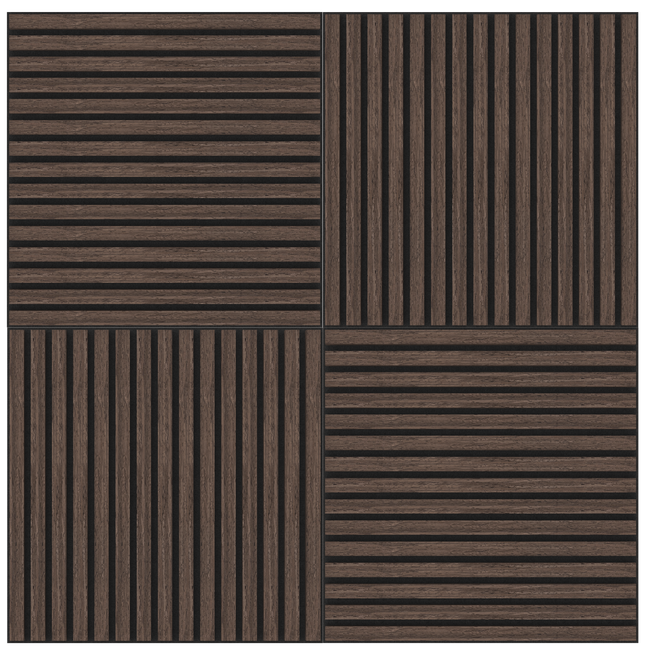Akupanel Eiken Dark Walnoot 60 x 60 cm Lattenwand Akoestische wandpanelen
