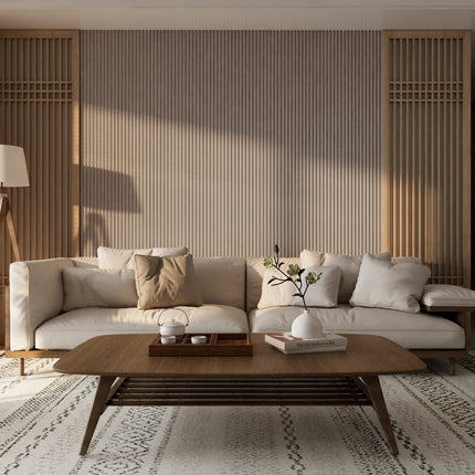 Akoestische Suede Solid Panelen 280x60 cm - Beige