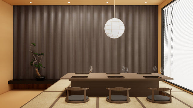 Akoestische Suede Space Panelen 280x60 cm - Chique Mokka