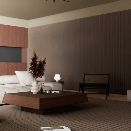 Akoestische Suede Solid Panelen 280 x 60 x 2.4 cm - Chique Mokka
