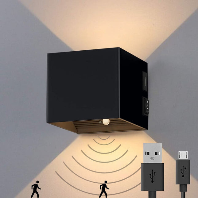 Wandlamp - Oplaadbare accu - Met bewegingssensor - 2700K - Zwart