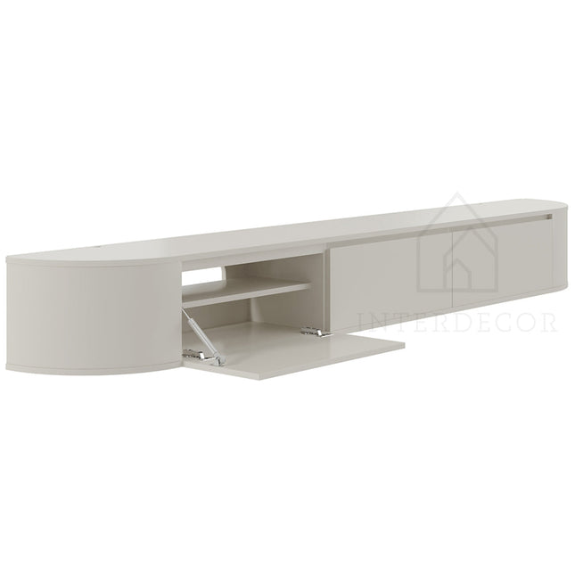 Aura curved TV-Meubel zwevend beige 280 cm