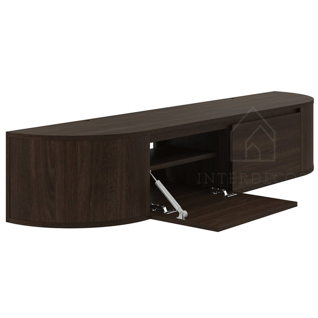 Aura curved TV-Meubel zwevend walnut 180 cm