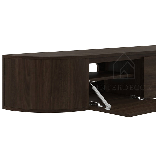 Aura curved TV-Meubel zwevend walnut 272 cm