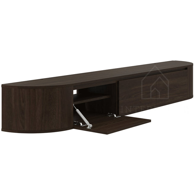 Aura curved TV-Meubel zwevend walnut 272 cm