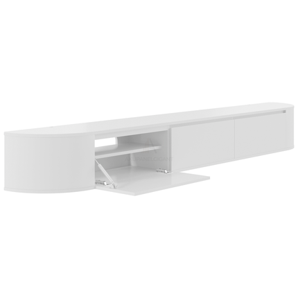 Aura curved TV-Meubel zwevend wit 280 cm
