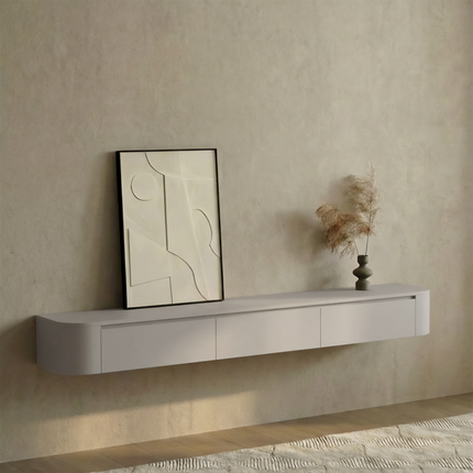 Dulce curved TV-Meubel zwevend beige 280 cm
