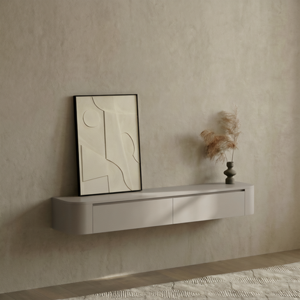 Dulce curved TV-Meubel zwevend beige 180 cm