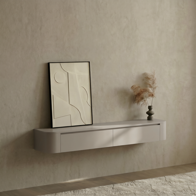 Dulce curved TV-Meubel zwevend beige 180 cm