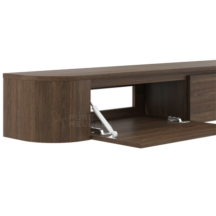 Dulce curved TV-Meubel zwevend walnut 240 cm