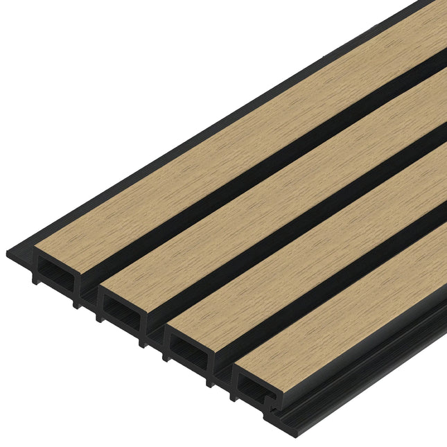 Composiet Gevelbekleding Naturel Lattenwand Wandpanelen 290 x 22 cm | Set van 4 stuks