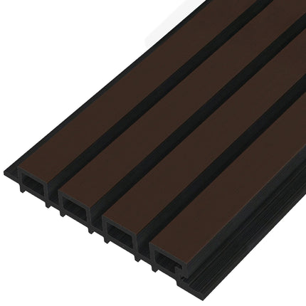 Composiet Gevelbekleding Dark Walnoot Lattenwand Wandpanelen 290 x 22 cm | Set van 4 stuks
