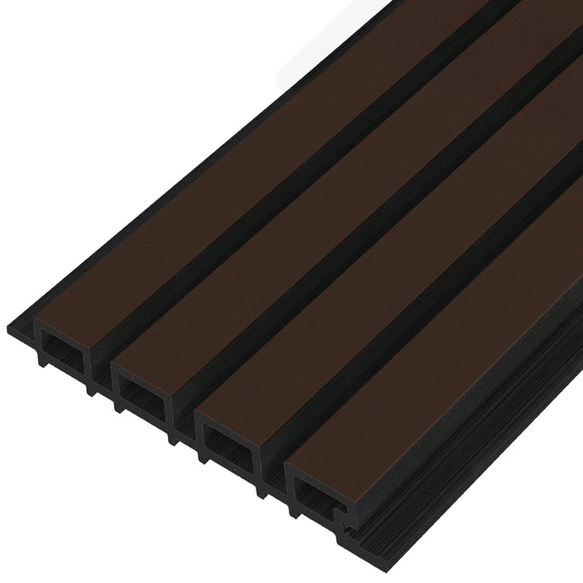 Composiet Gevelbekleding Dark Walnoot Lattenwand Wandpanelen 290 x 22 cm | Set van 4 stuks