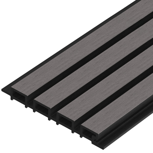 Composiet Gevelbekleding Grijs Lattenwand Wandpanelen 290 x 22 cm | Set van 4 stuks