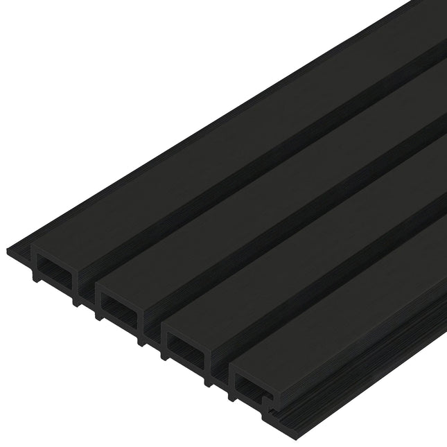 Composiet Gevelbekleding Zwart Lattenwand Wandpanelen 290 x 22 cm | Set van 4 stuks