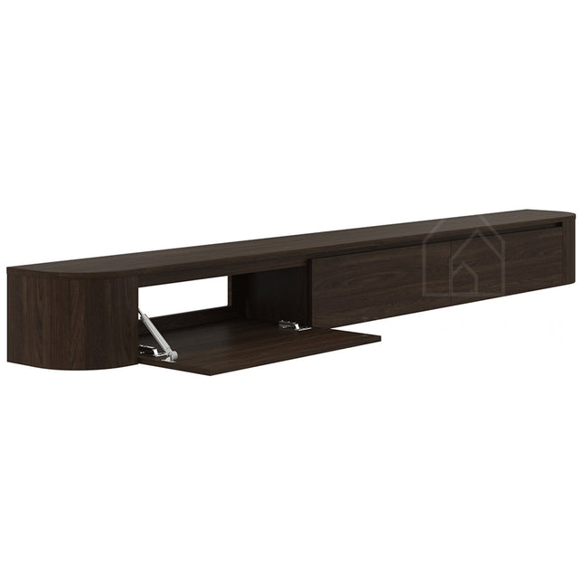 Dulce curved TV-Meubel zwevend walnut 272 cm