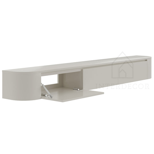 Dulce curved TV-Meubel zwevend beige 240 cm