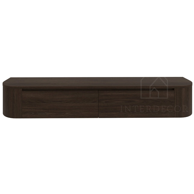 Dulce curved TV-Meubel zwevend walnut 180 cm