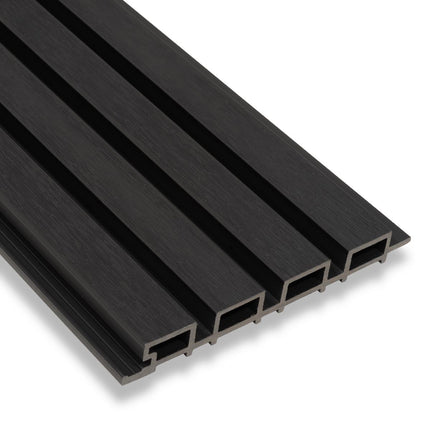 Composiet Gevelbekleding Zwart Lattenwand Wandpanelen 290 x 22 cm | Set van 4 stuks