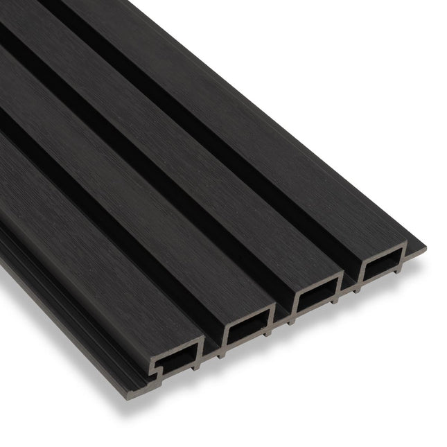 Composiet Gevelbekleding Zwart Lattenwand Wandpanelen 290 x 22 cm | Set van 4 stuks