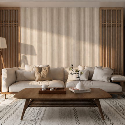 Akoestische Brushed Suede Solid Panelen 280 x 60 x 2.4 cm - Beige