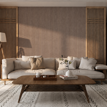 Akoestische Brushed Suede Solid Panelen 280 x 60 x 2.4 cm - Mokka