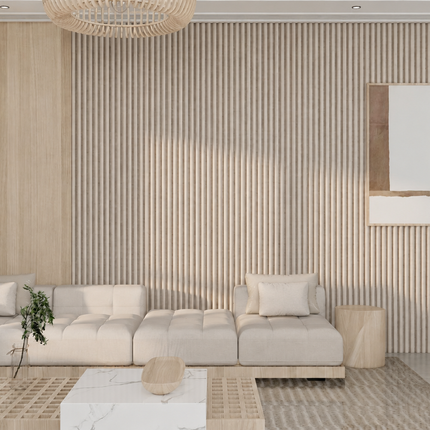 Akoestische Brushed Suede Space Panelen 280 x 60 x 2.1 cm - Beige