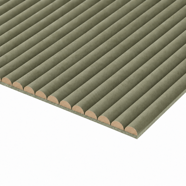 Akoestische Brushed Suede Solid Panelen 280 x 60 x 2.4 cm - Olijfgroen