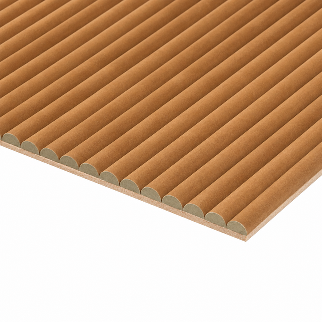Akoestische Brushed Suede Solid Panelen 280 x 60 x 2.4 cm - Cognac