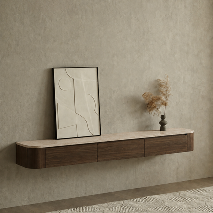 Dulce Japandi Tv-meubel 272 x 32 x 28 cm - Walnoot Travertine