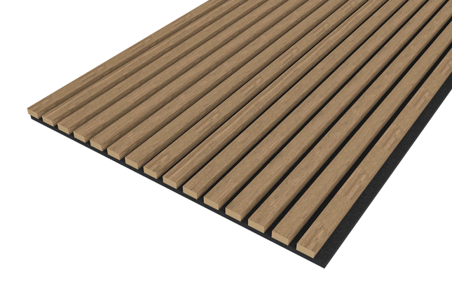 Akupanel Eiken Mokka 260 x 60 cm Lattenwand Akoestische wandpanelen