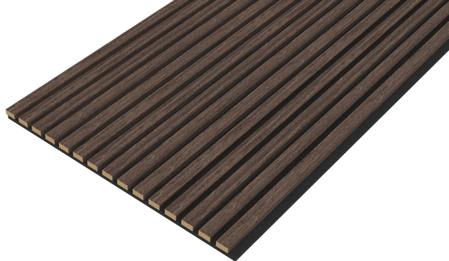 Akupanel Eiken Dark Walnoot 270 x 60 cm Lattenwand Akoestische wandpanelen